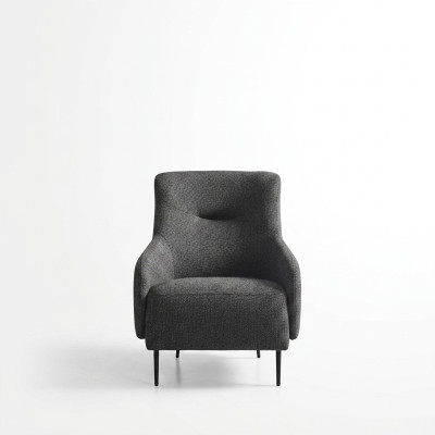 Sillón orejero moderno de tela de poliéster gris para sala de estar, diseño de asiento nuevo.