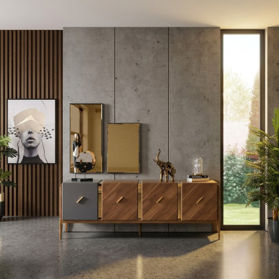 Mueble de salón aparador de lujo armario de madera marrón.