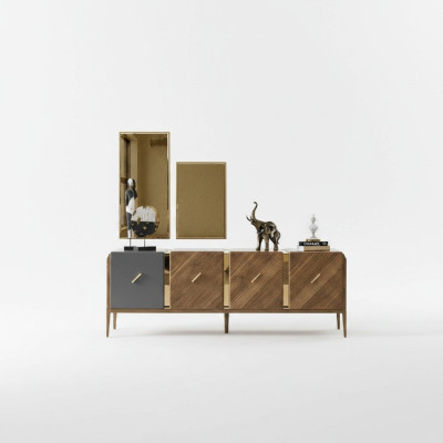 Mueble de salón aparador de lujo armario de madera marrón.