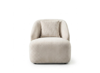 Sillón orejero moderno de tela de poliéster blanco para sala de estar