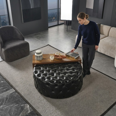 Mesa de centro Mesa Mesa auxiliar Sala de estar Moderno Negro Cuero artificial