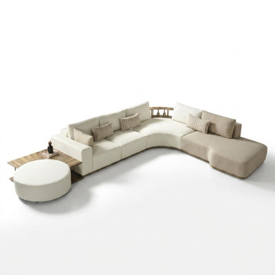 Sofá esquinero moderno blanco en forma de L, sofá de lujo de diseño, muebles de salón