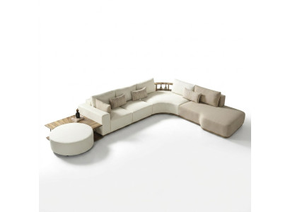 Sofá esquinero moderno blanco en forma de L, sofá de lujo de diseño, muebles de salón