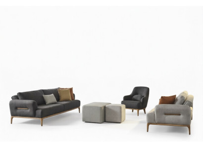 Sofá Suite Sofá Sillón 431 Plazas Tela Lujo Gris Sofás Sala de estar