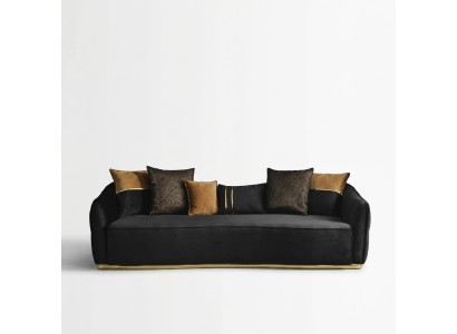 Sofá Chesterfield de diseño moderno de cuatro plazas, sofás de cuatro plazas, tela de poliéster azul nuevo.