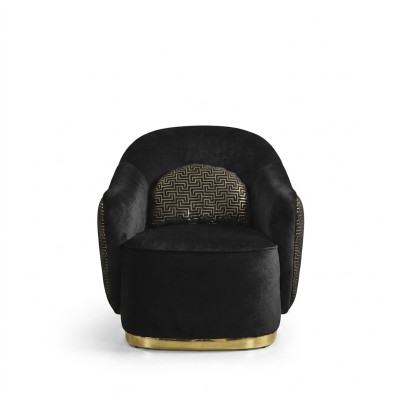Sillón orejero moderno de tela de poliéster azul para la sala de estar.