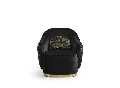 Sillón orejero moderno de tela de poliéster azul para la sala de estar.