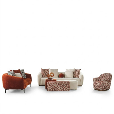 Juego de sofás sofá sillón 431 asiento tela sofás de lujo naranja sala de estar