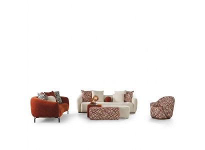 Juego de sofás sofá sillón 431 asiento tela sofás de lujo naranja sala de estar