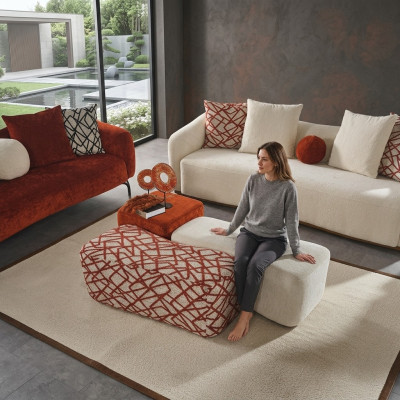 Taburete 3x taburete Pouf Puff pouf textil tela Reposapiés Sala de estar
