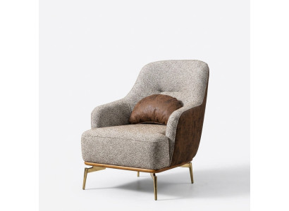Sillón orejero moderno de tela de poliéster gris para salón de diseño.