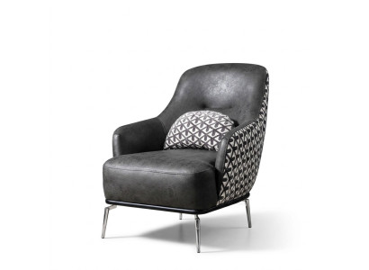 Sillón orejero de polipiel para sala de estar, diseño de poliéster negro.