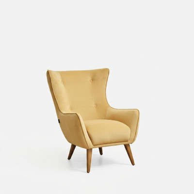 Sillón orejero sillón de cóctel tela sala de estar poliéster amarillo asiento