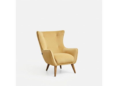 Sillón orejero sillón de cóctel tela sala de estar poliéster amarillo asiento