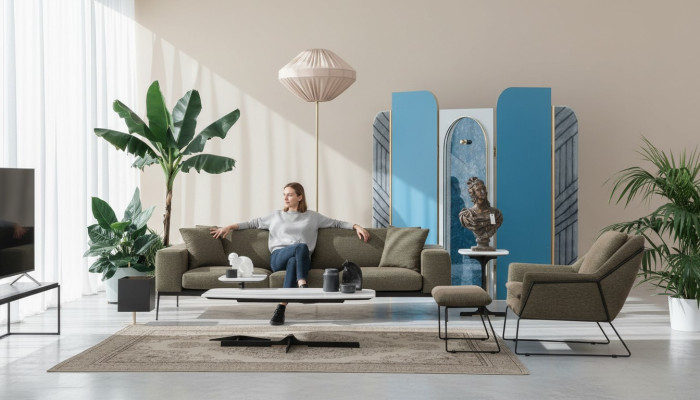 Conjunto de sofá moderno de tres plazas sillón sofá conjunto de muebles tapizados.