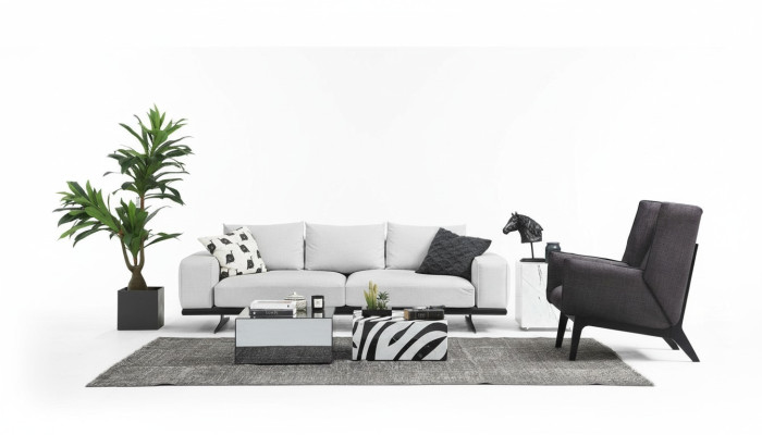 Sofá conjunto sofá de 2 plazas sillón gris moderno juego de tela