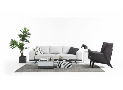Sofá conjunto sofá de 2 plazas sillón gris moderno juego de tela