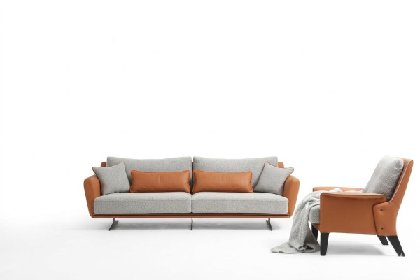 Sofá conjunto de 3 plazas, sofá de salón naranja de tela sillón de tres plazas.