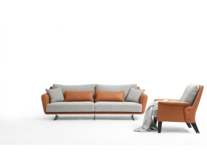 Sofá conjunto de 3 plazas, sofá de salón naranja de tela sillón de tres plazas.