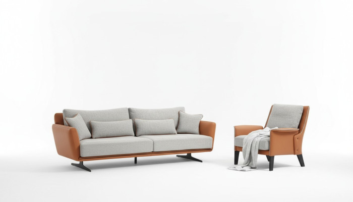 Conjunto de sofás de 21 plazas en tela naranja para sala de estar, sofá y sillón de dos plazas.