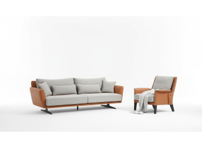Conjunto de sofás de 21 plazas en tela naranja para sala de estar, sofá y sillón de dos plazas.