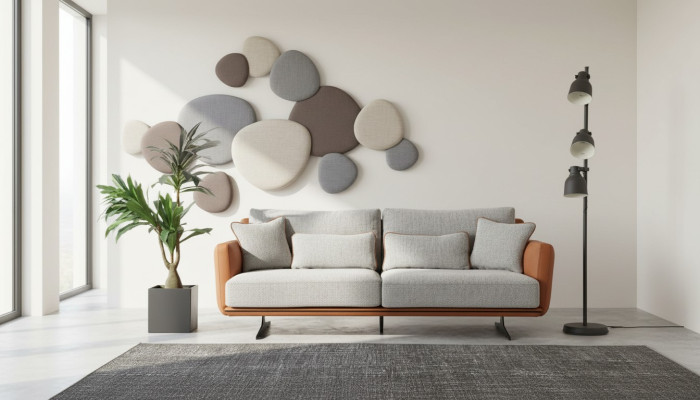 Sofá de tres plazas, 3 plazas, tela naranja, diseño moderno, gris salón