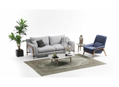 Sofá de 4 plazas de tela de diseño moderno en color gris.