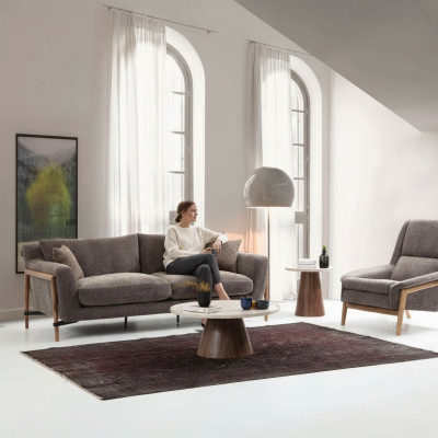 Sofás Conjunto de sofás de 4 plazas Sillón de tela gris para sala de estar