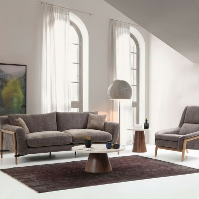 Sofás Conjunto de sofás de 4 plazas Sillón de tela gris para sala de estar