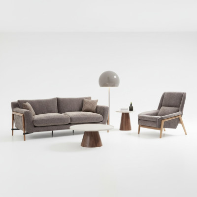Sofá Conjunto de sofás de 3 plazas Sillón Tres plazas Tela Sala de estar Gris