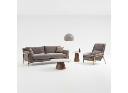 Sofá Conjunto de sofás de 3 plazas Sillón Tres plazas Tela Sala de estar Gris