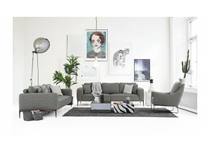Sofá 2 plazas moderno de tela en gris para la sala de estar.