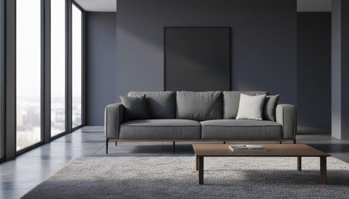 Sofá de cuatro plazas, sofá de 4 plazas, sofás de tela de diseño moderno, gris para la sala de estar.
