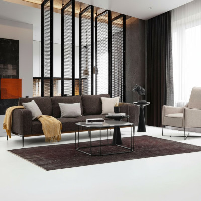 Conjunto de sofás de 4 plazas, sillón de 4 plazas en tela gris, diseño moderno.