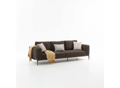 Conjunto de sofás de 4 plazas, sillón de 4 plazas en tela gris, diseño moderno.