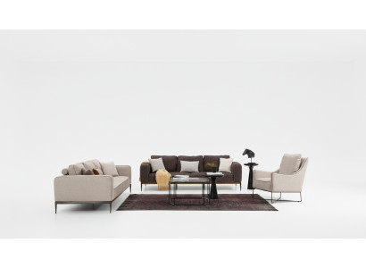 Sofá de 2 plazas Beige Sofás Sillón Set Moderno