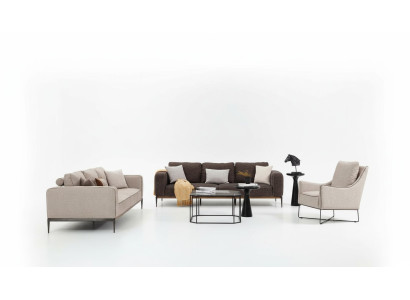 Sofá conjunto de 3 plazas 431, conjunto de sofás en beige con sillones modernos.