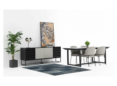Zona de comedor Conjunto de comedor Comedor Mesa de comedor Sillas 6 piezas Madera Negro Juego Nuevo