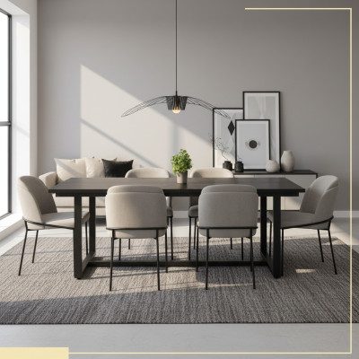 Rincón de comida Grupo de comedor Comedor Mesa de comedor Sillas 7 piezas Madera Gris Set Nuevo