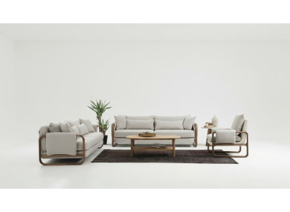 Sofá tapizado 3 plazas Sillón Tres plazas Moderno Tela Gris Conjunto Diseño