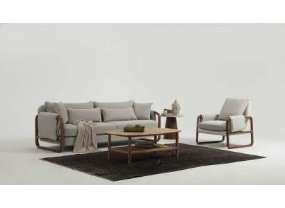 Sofá 4 plazas Sillón 4 plazas Moderno Tela Gris Set de Diseño.