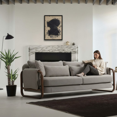 Sofá de 4 plazas, moderno de tela gris, diseño de sofás para sala de estar, nuevo.