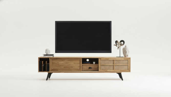 TV Stand RTV Lowboard Coffee Table Brown Wood Modern Living Room Set