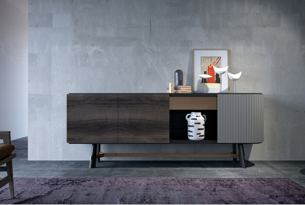 Mueble de madera para el comedor moderno en negro.
