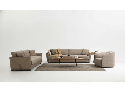 Conjunto moderno de sofá 3 plazas sillón sofá de 3 plazas moderno tela beige Juego de 3 piezas