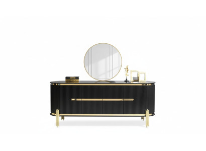 Aparador moderno mueble de acero inoxidable bufé cómoda armario negro nuevo