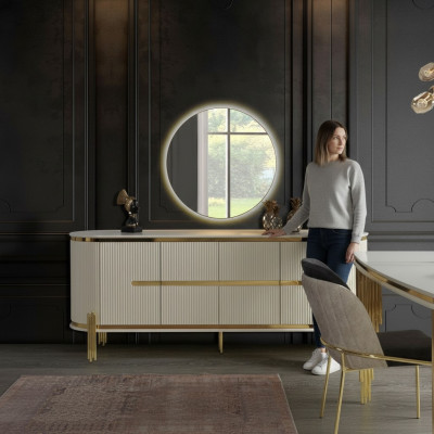 Mueble de lujo de madera para el comedor, moderno y blanco.
