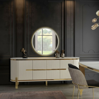 Mueble de lujo de madera para el comedor, moderno y blanco.