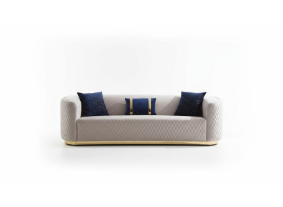 Sofás de tres plazas en beige muebles de acero inoxidable de lujo diseño de salas de estar.