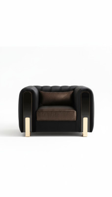 Sillón negro orejero de diseño de lujo para sala de estar, moderno de una plaza.